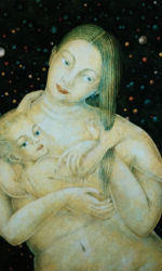 テンペラ　母子像